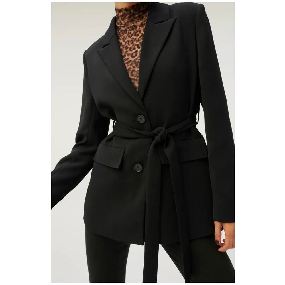 Good American Belted Trench Blazer Jacket Black Coat Size Medium - Picture 13 of 15